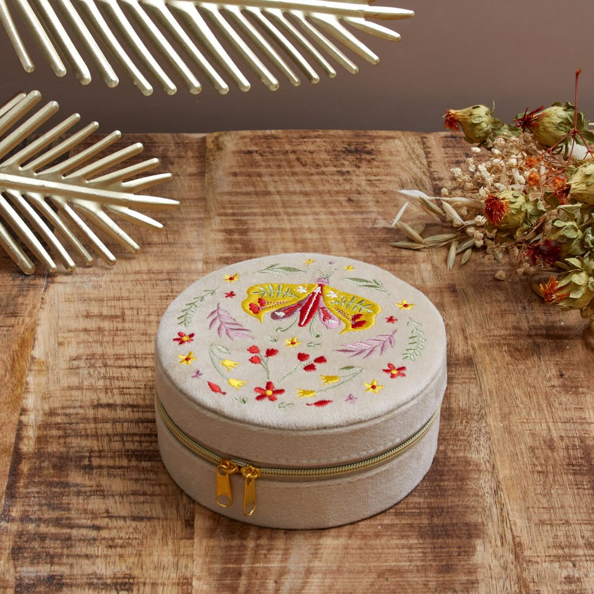 COFFRET A BIJOUX PAPILLON BRODE