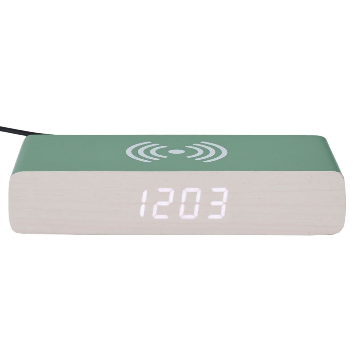 RÉVEIL CHARGEUR BOIS VERT SAUGE