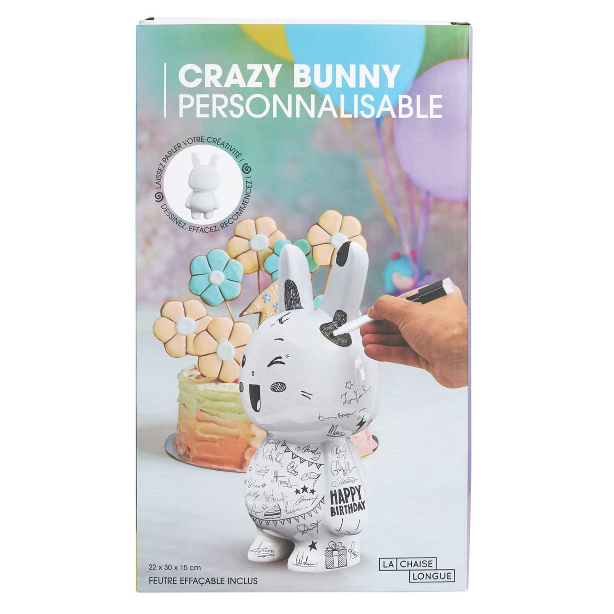 SCULPTURE CRAZY BUNNY PERSONNALISABLE 30CM