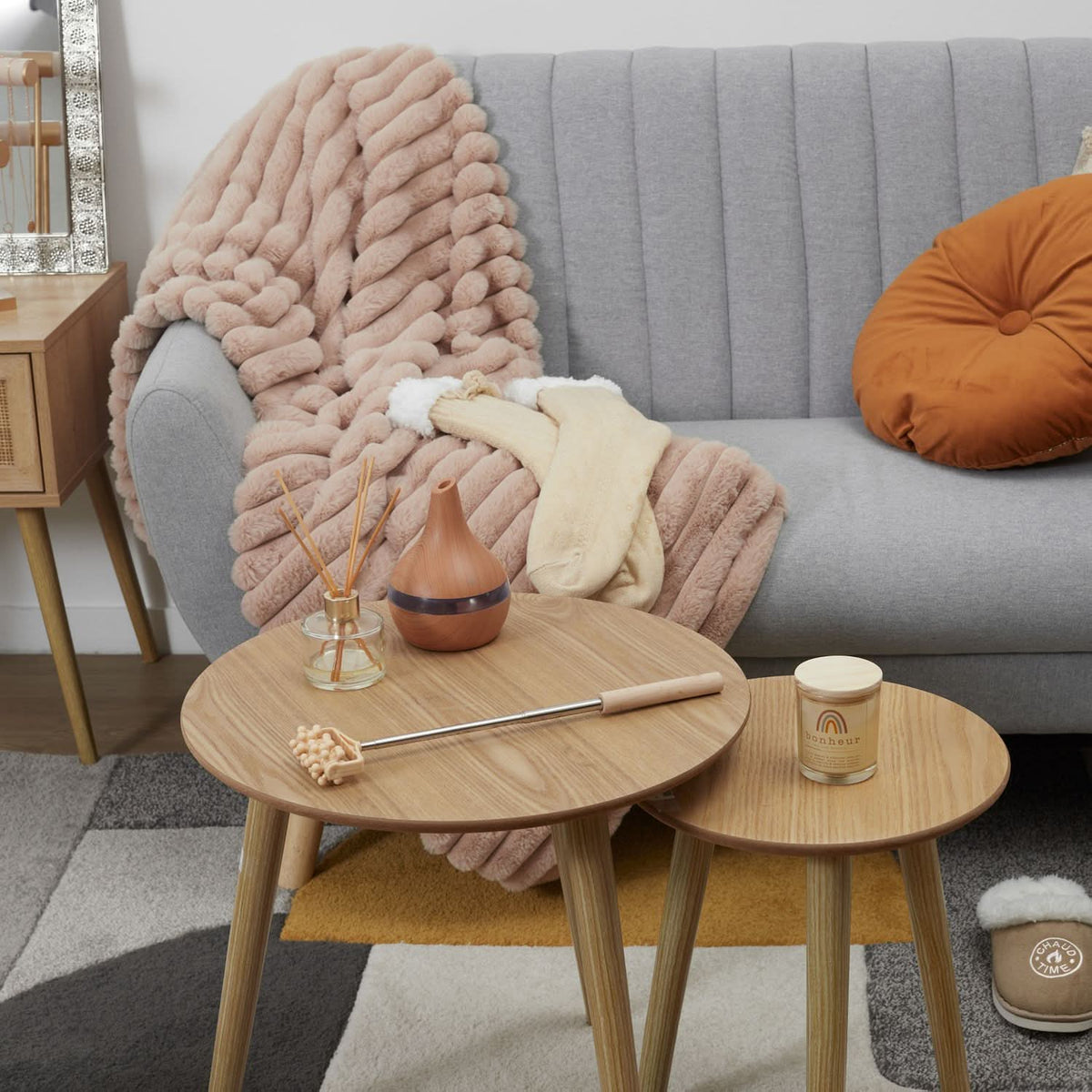 PLAID FAUSSE FOURRURE COSY TIME