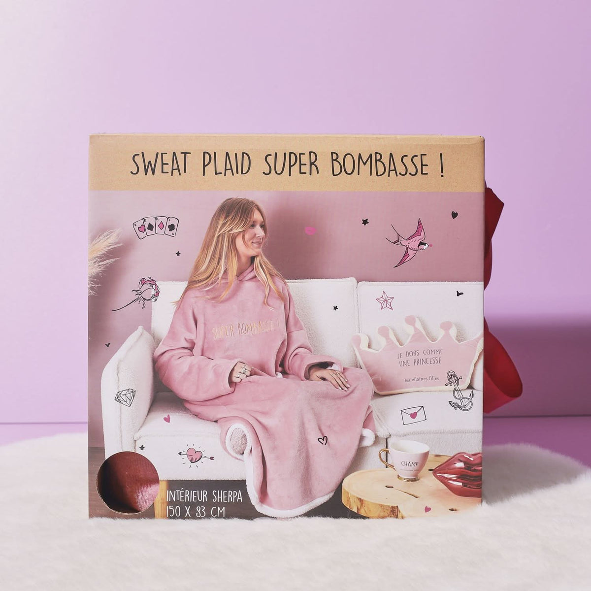 SWEAT PLAID BOMBASSE ROSE