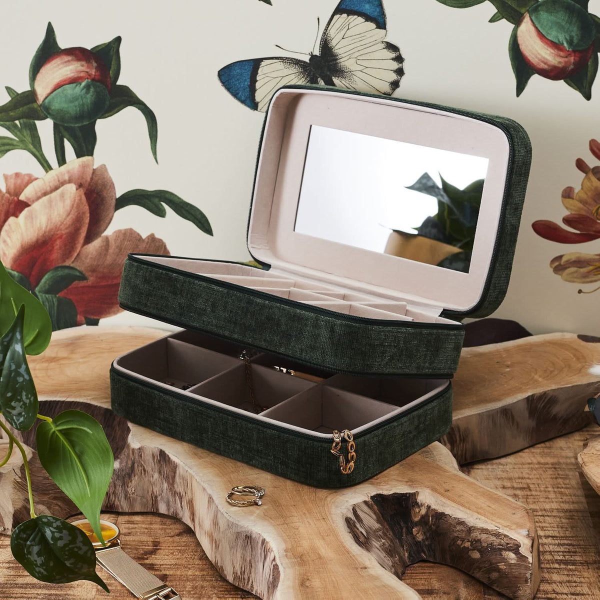 COFFRET A BIJOUX VELOURS JARDIN D’EDEN