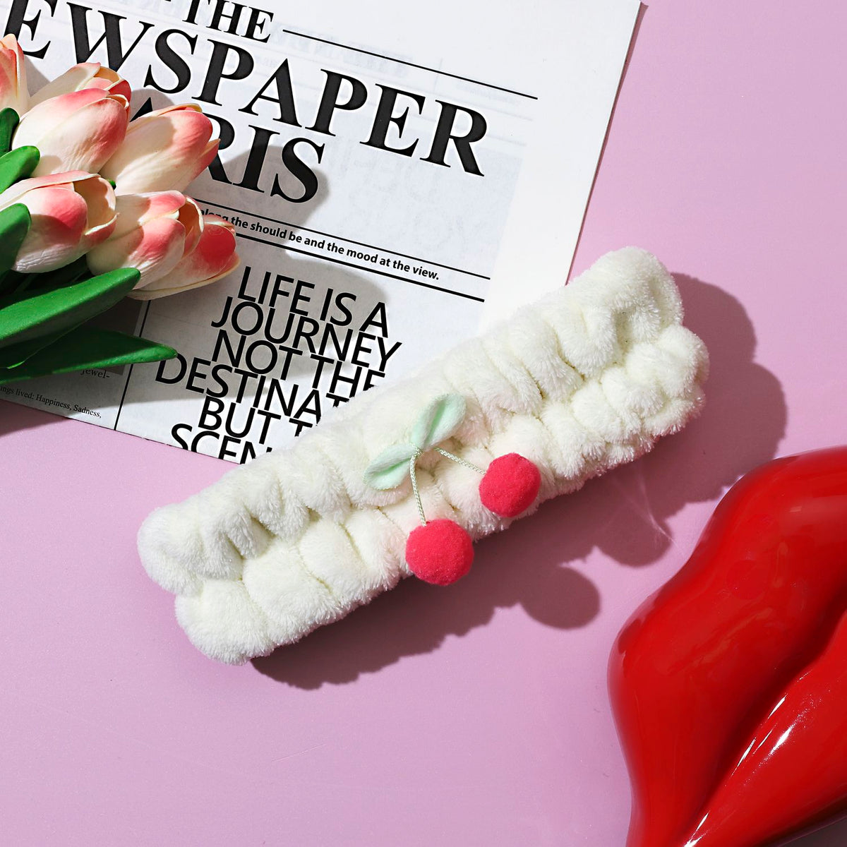 BANDEAU CHEVEUX CERISE ET VICHY LES COQUETTES