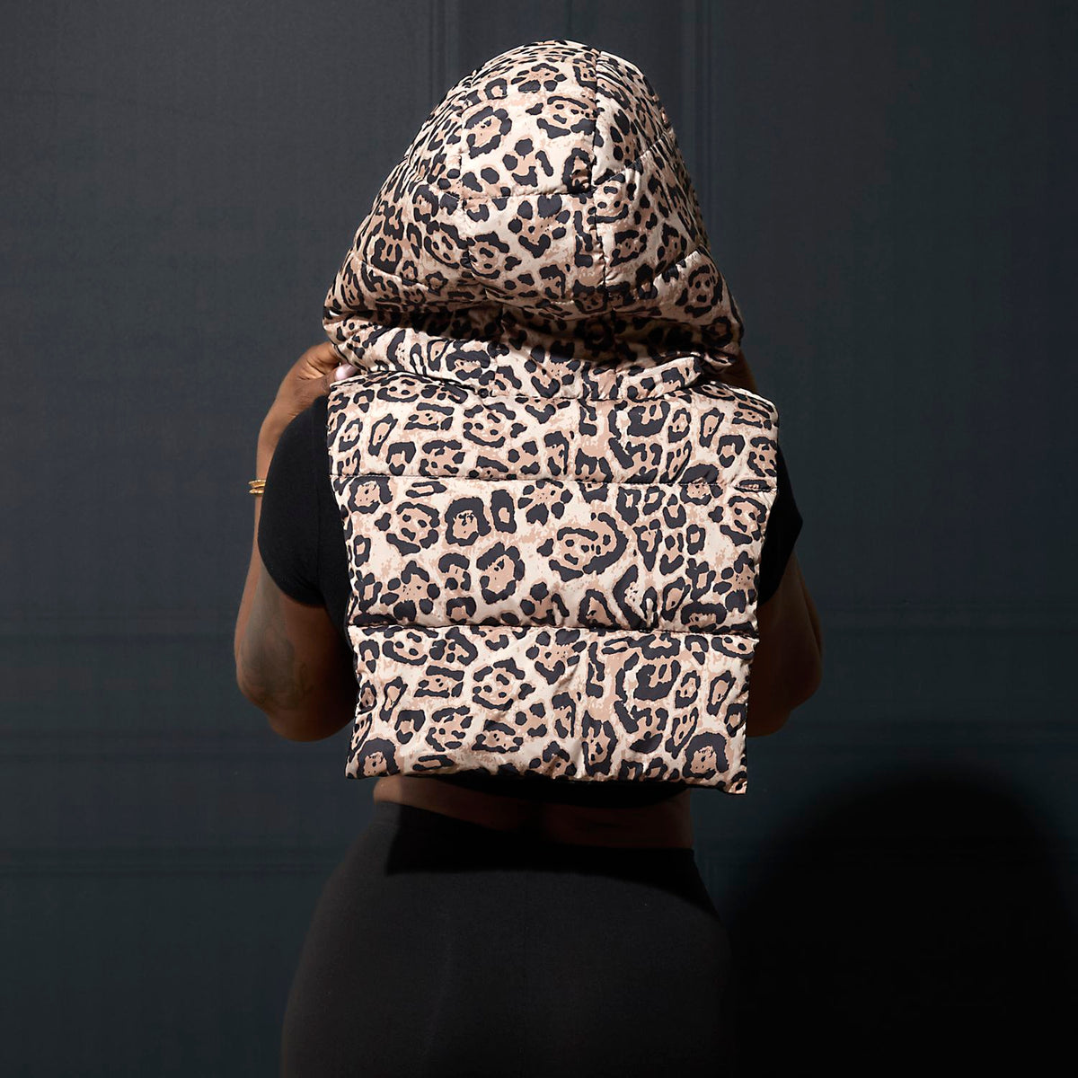 CAPUCHE DOUDOUNE REVERSIBLE LEOPARD