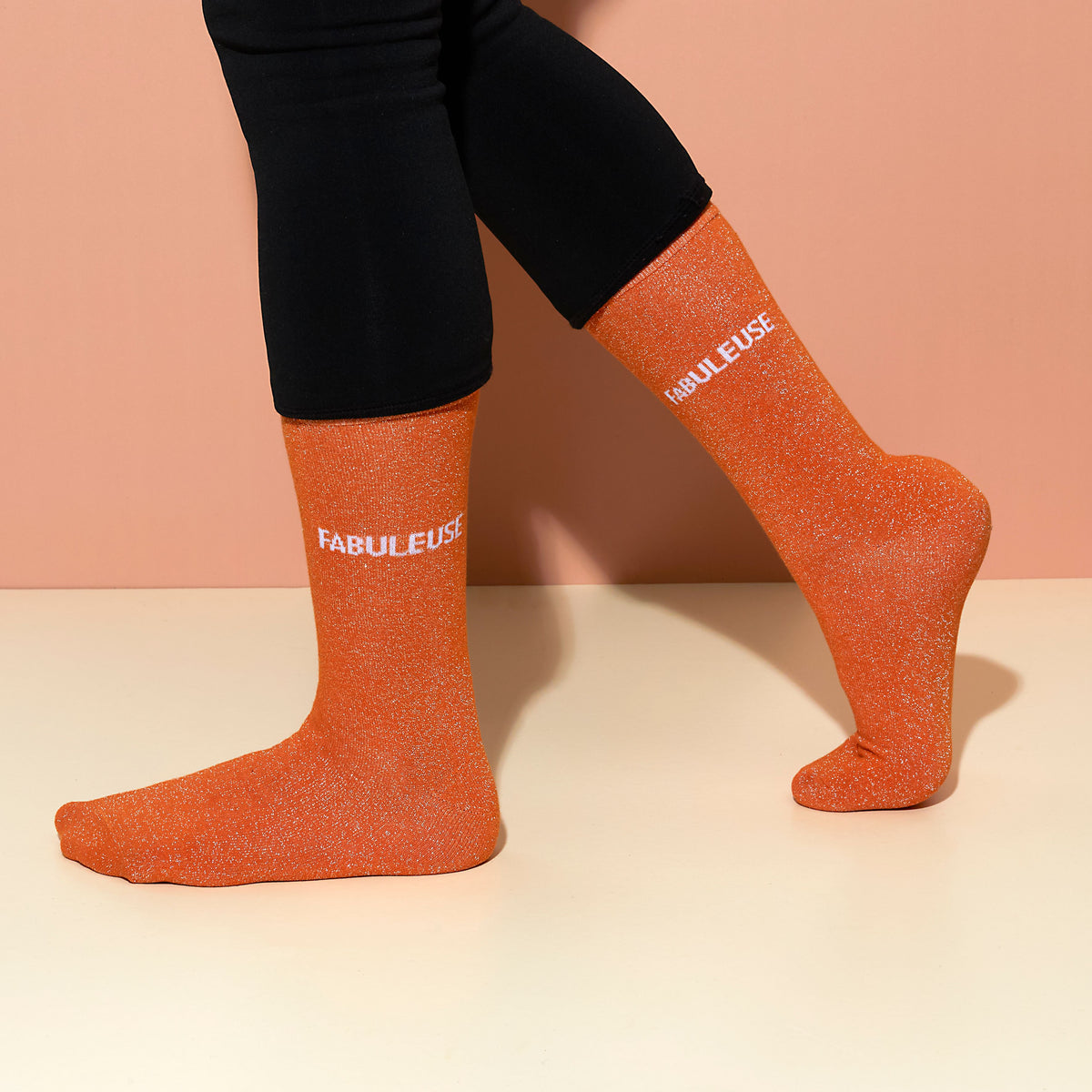 CHAUSSETTES PAILLETTES ORANGES FABULEUSE