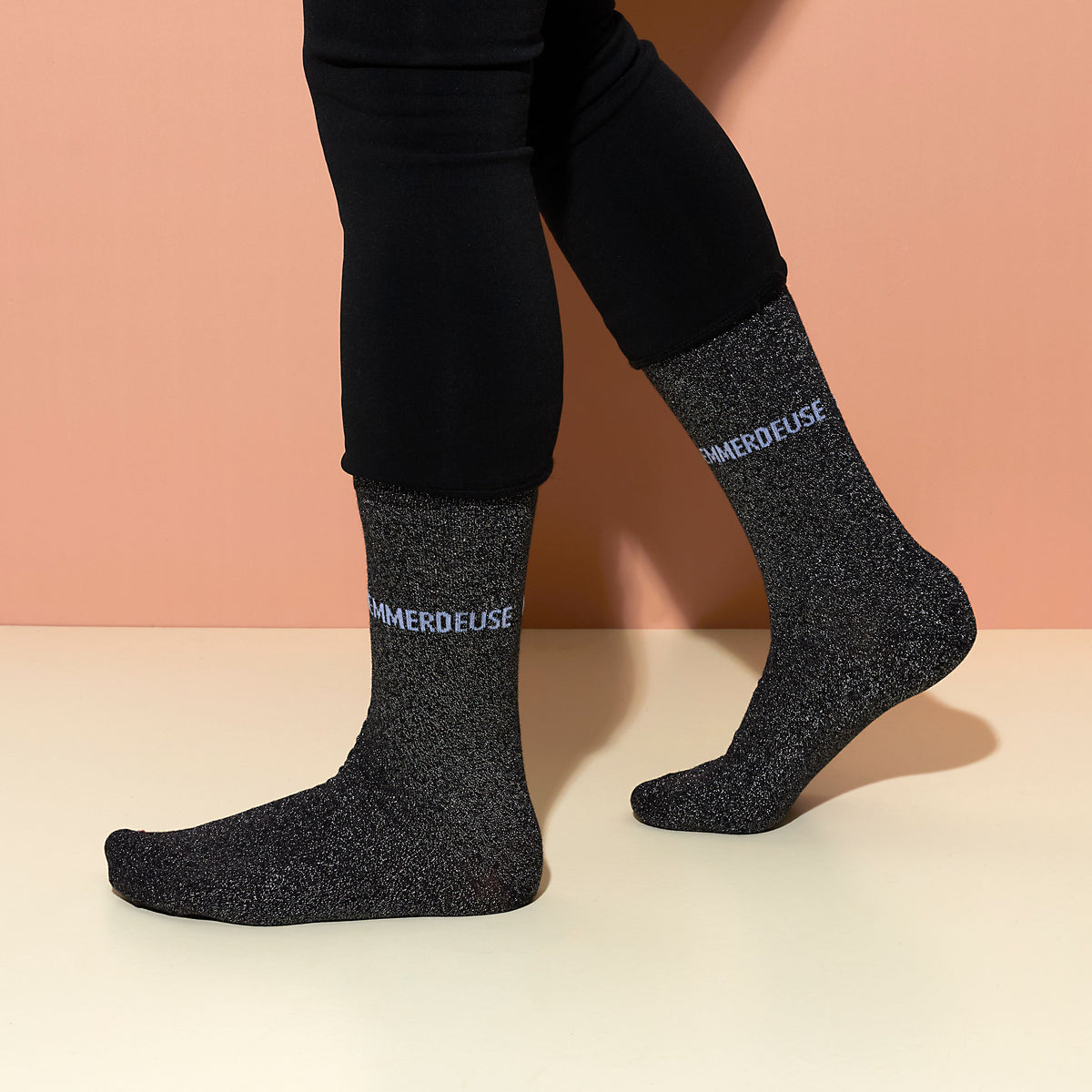 CHAUSSETTES PAILLETTES NOIRES EMMERDEUSE