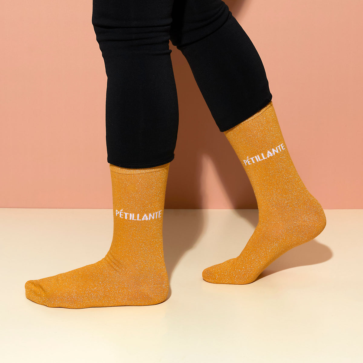 CHAUSSETTES PAILLETTES JAUNES PETILLANTE