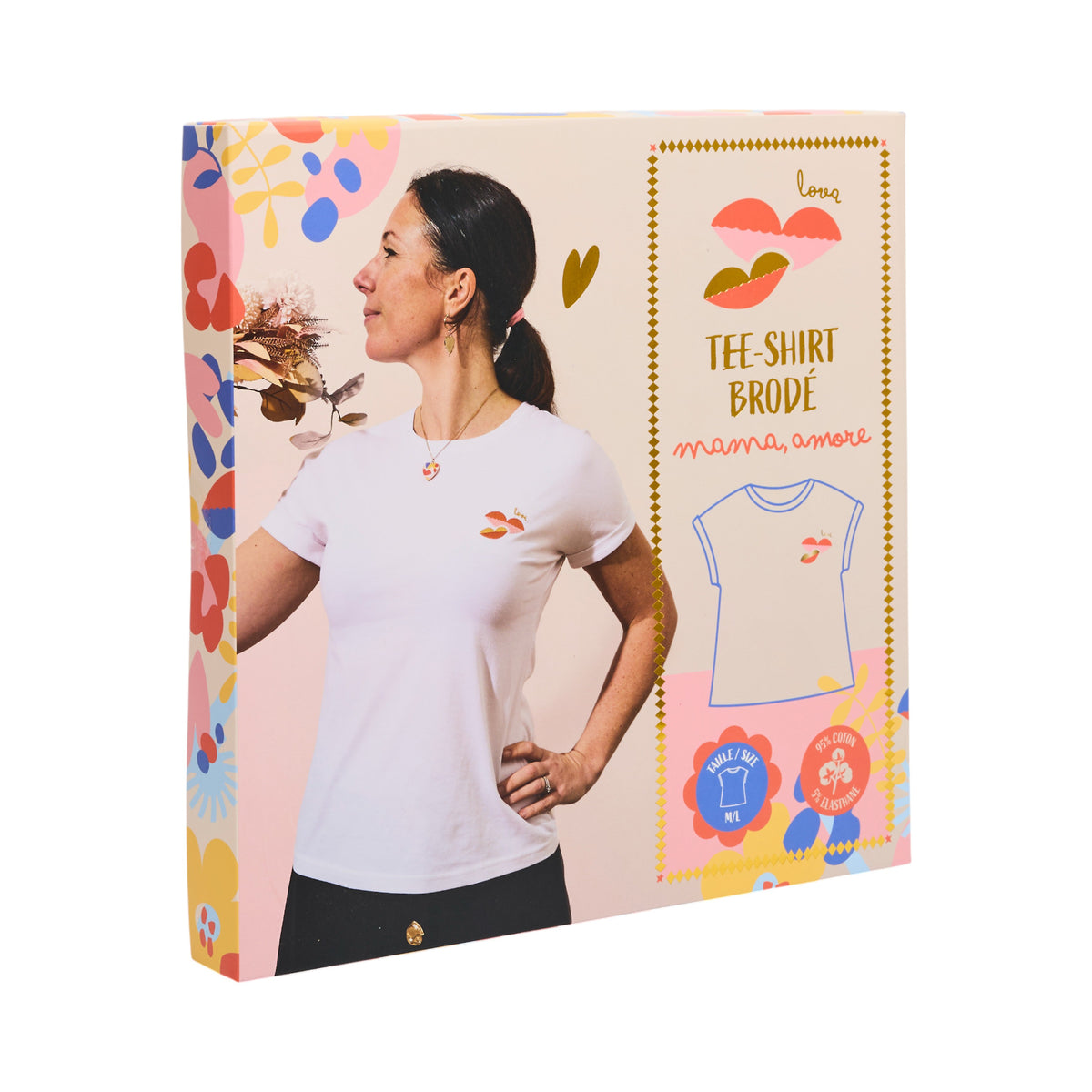 COFFRET T-SHIRT BRODE MAMA MI AMORE M/L