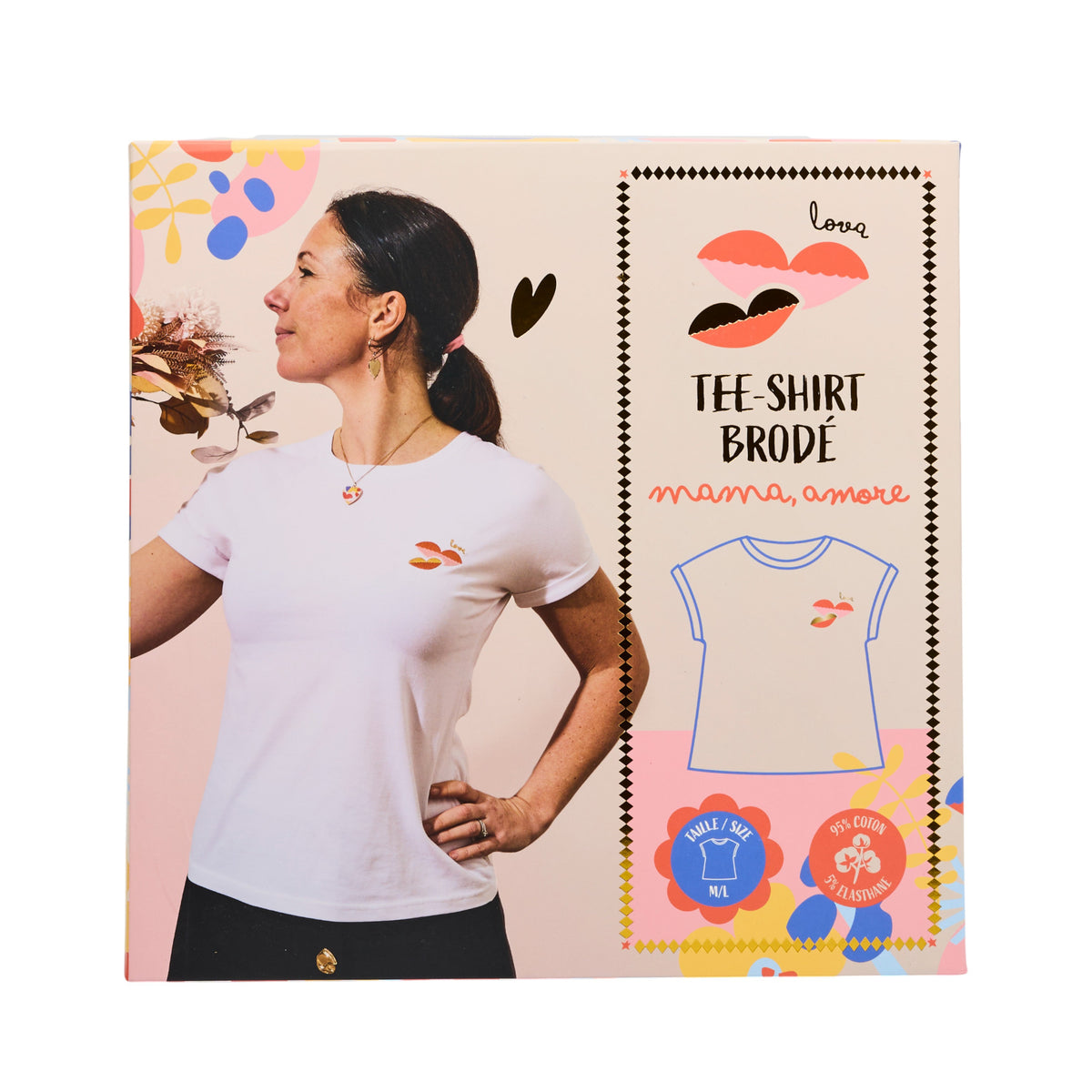 COFFRET T-SHIRT BRODE MAMA MI AMORE M/L
