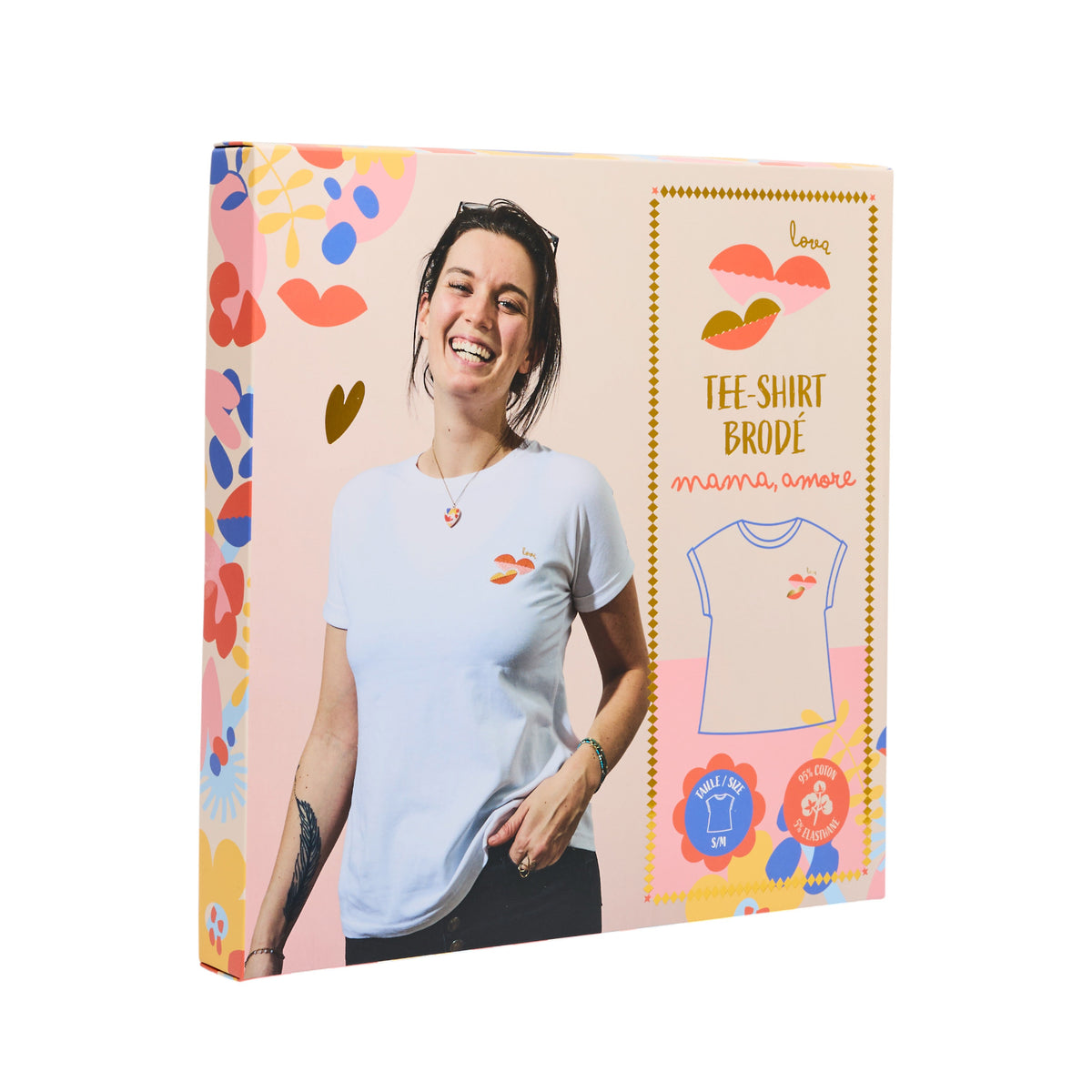 COFFRET T-SHIRT BRODE MAMA MI AMORE S/M
