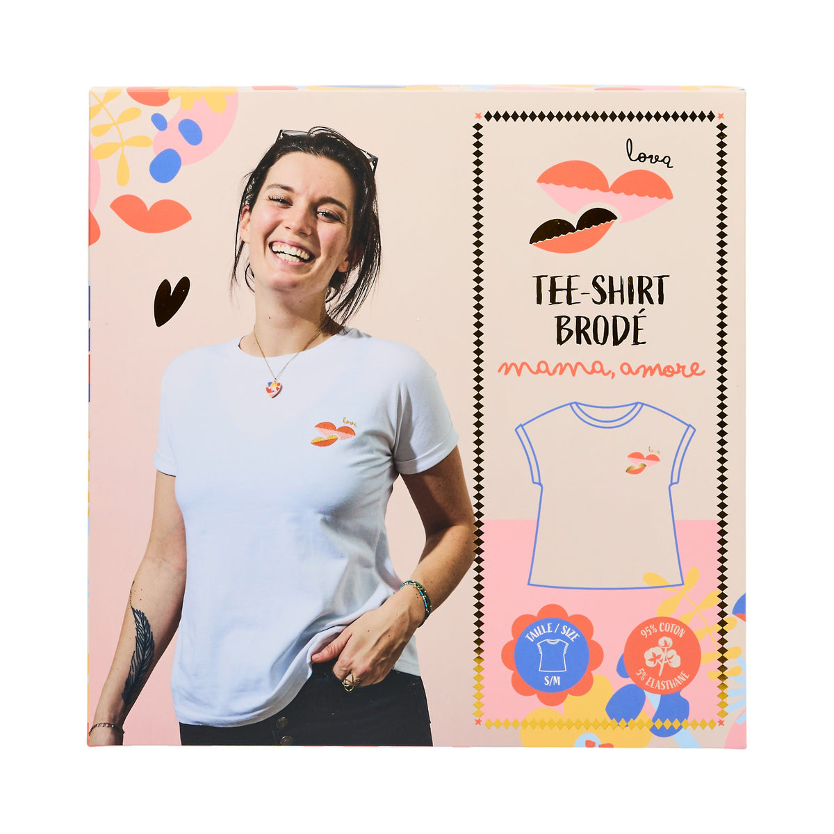COFFRET T-SHIRT BRODE MAMA MI AMORE S/M