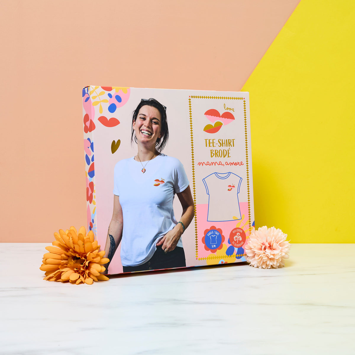 COFFRET T-SHIRT BRODE MAMA MI AMORE S/M