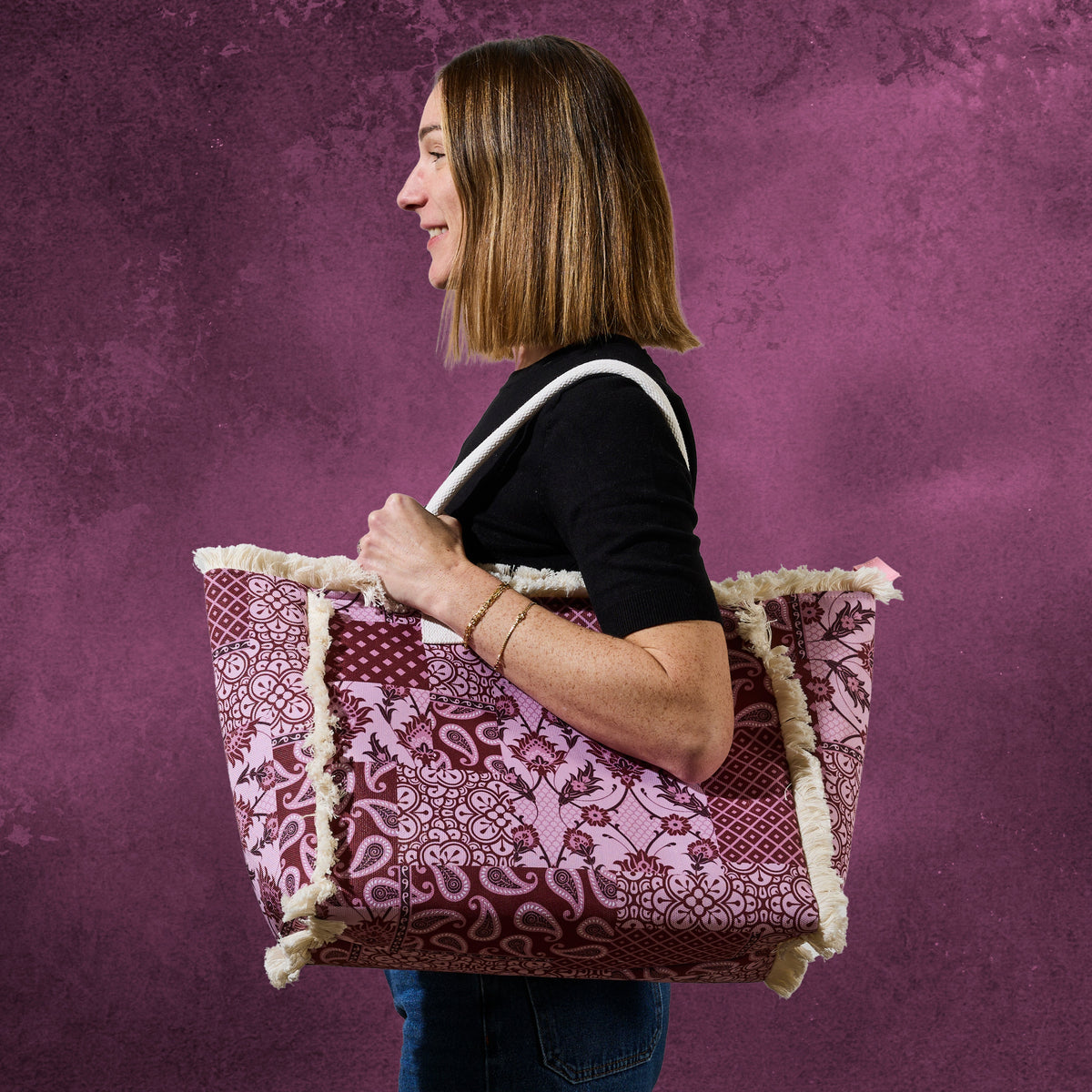 SAC CABAS BANDANA BORDEAUX