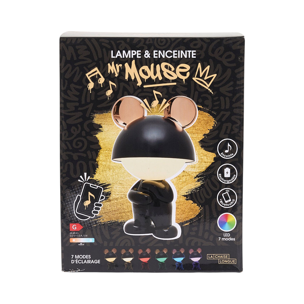 LAMPE ENCEINTE MISTER MOUSE GM DEBOUT NOIR