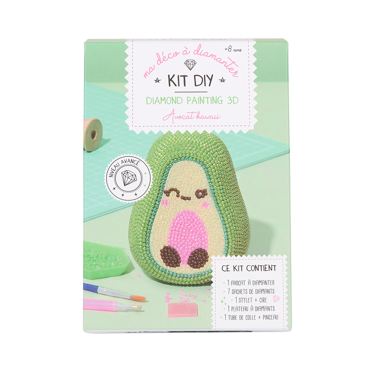 KIT DIY DIAMOND PAINTING 3D AVOCAT KAWAII