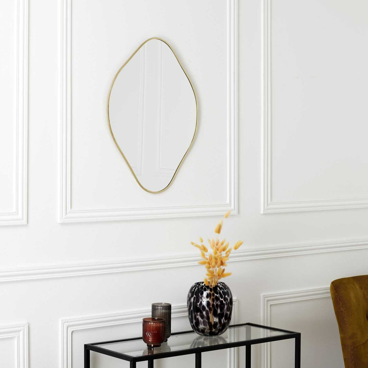 MIROIR DECO CONTOUR DORE LOSANGE H60CM COME