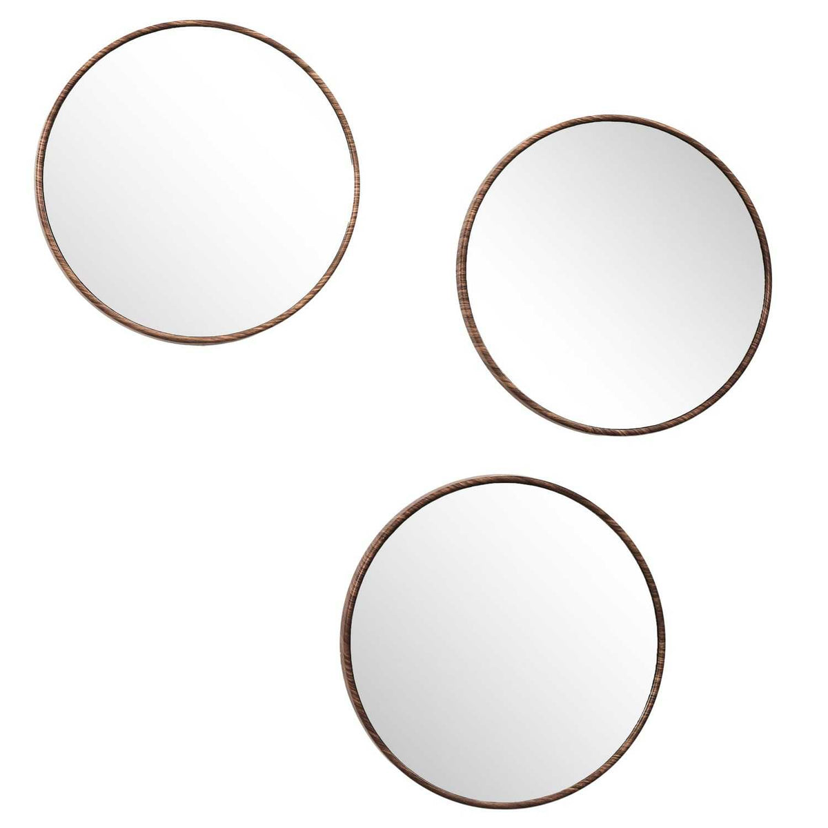 MIROIR TORONTO IMITATION BOIS D26CM - LOT DE 3