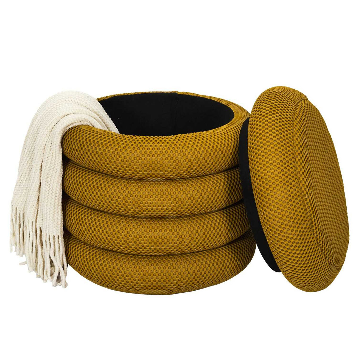 POUF RANGEMENT ATOME JAUNE