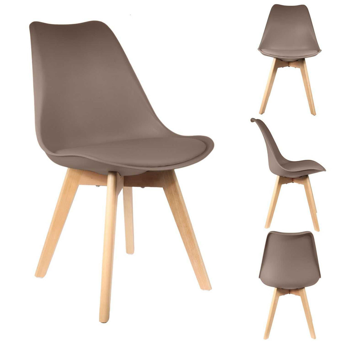 CHAISE SCANDINAVE COQUE PP REMBOURREE TAUPE