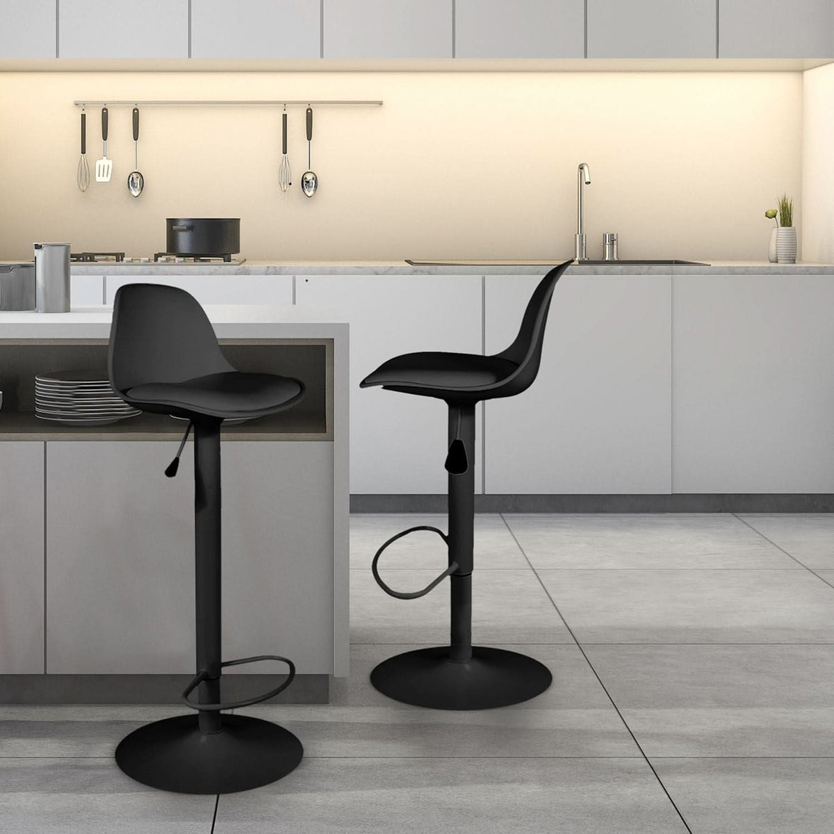 TABOURET DE BAR ISAK NOIR - Lot de 2