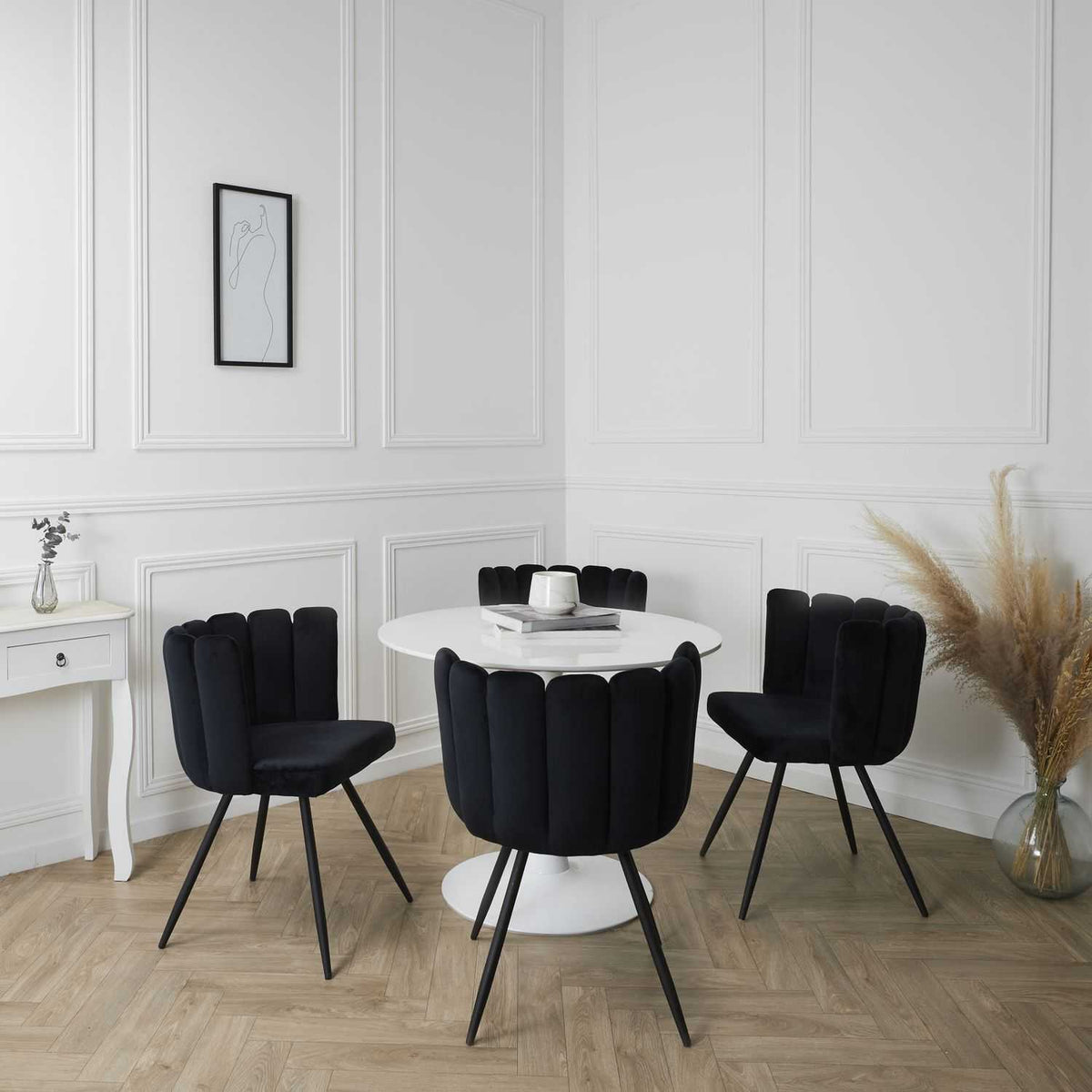 CHAISE ARIEL VELOURS NOIR