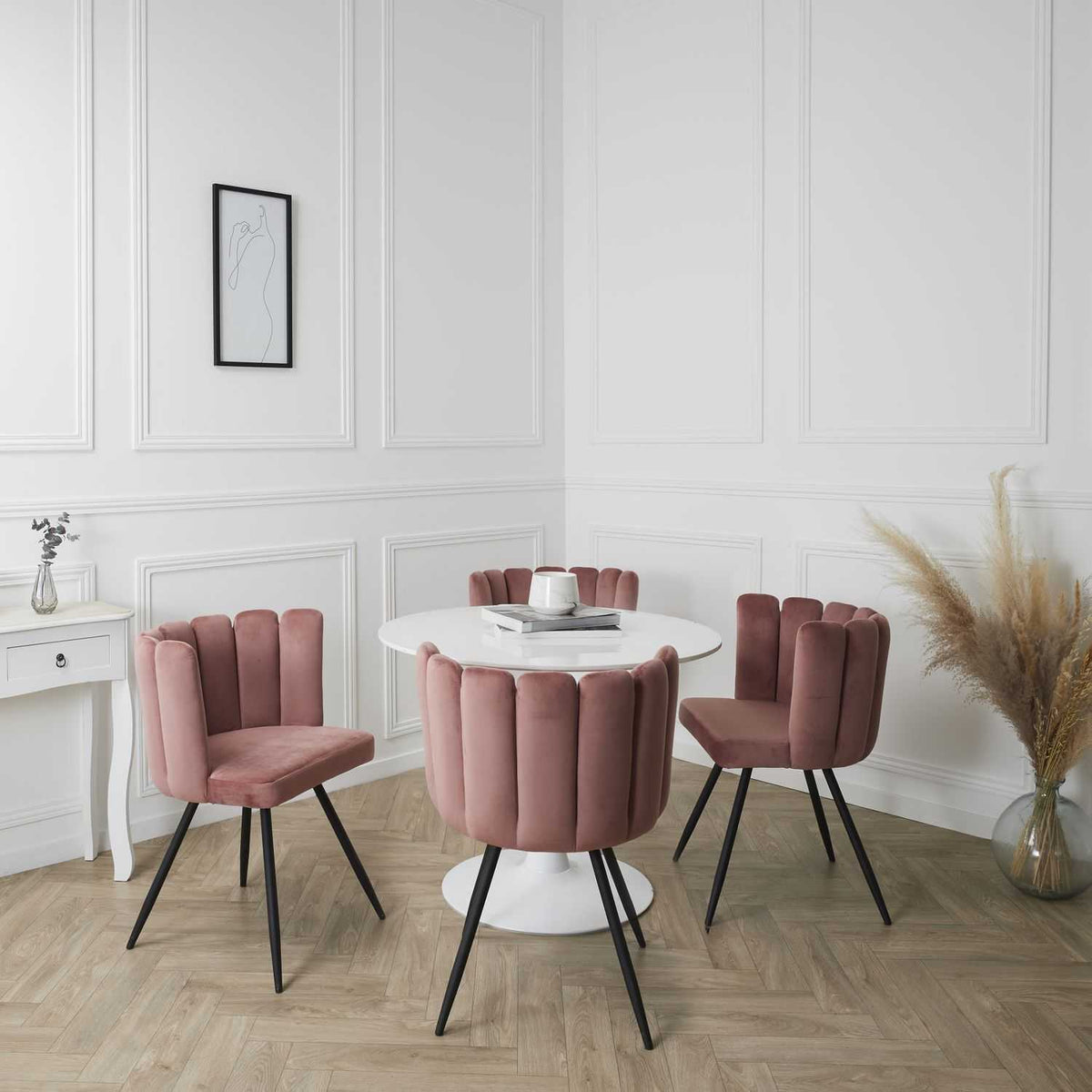 CHAISE ARIEL VELOURS ROSE