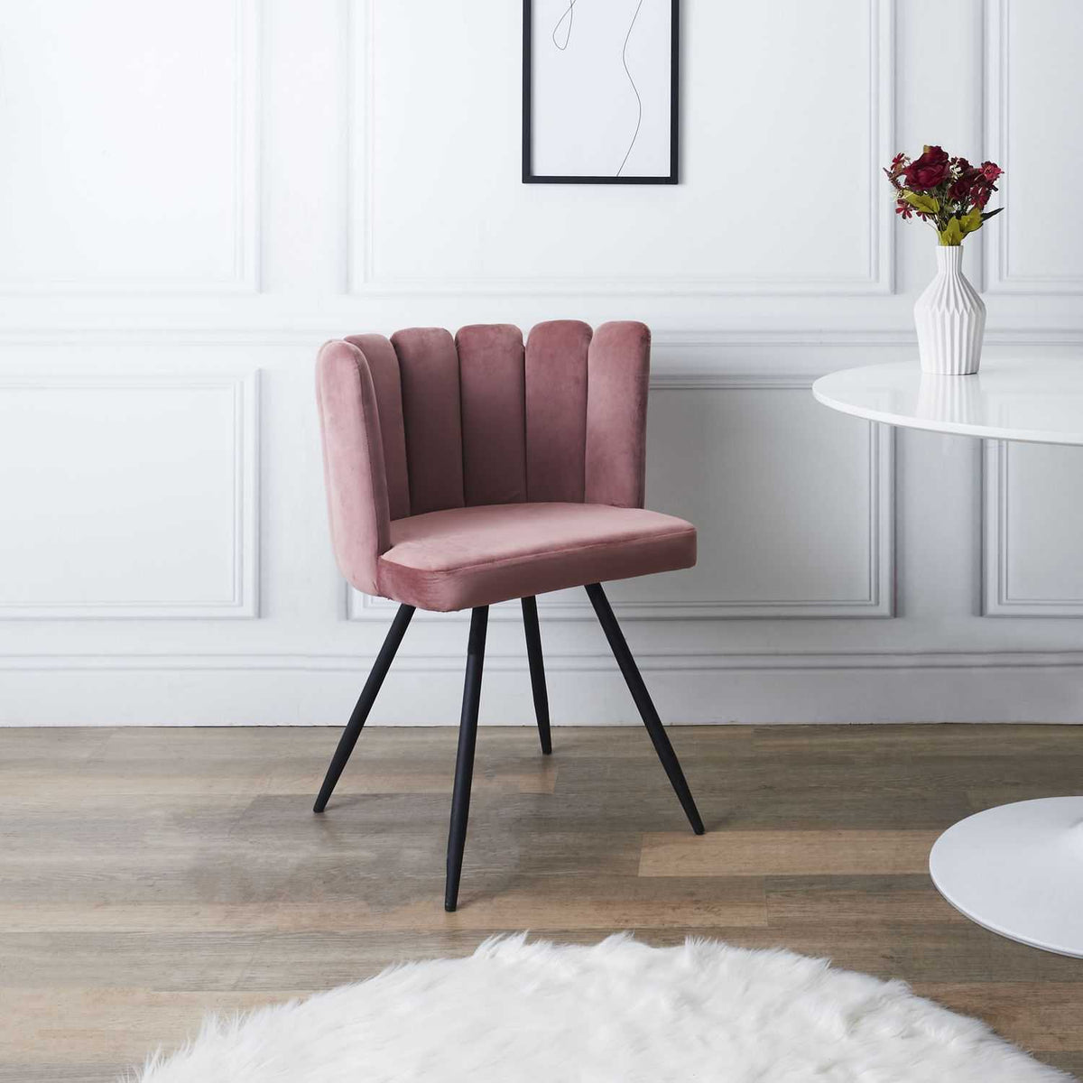 CHAISE ARIEL VELOURS ROSE