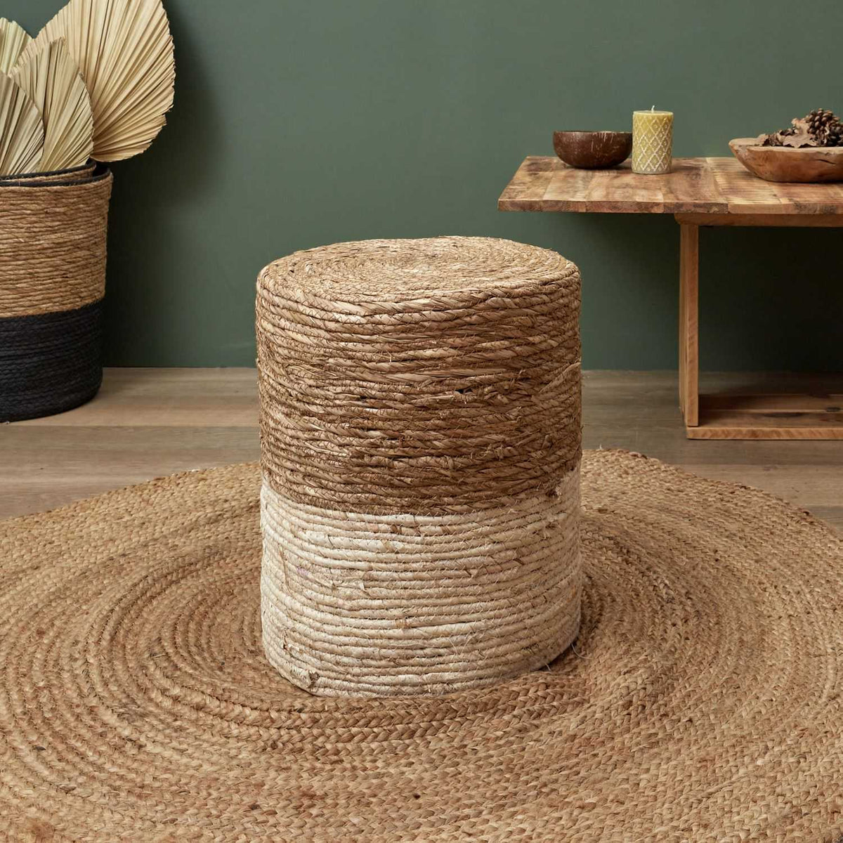 POUF TRESSE BEIGE