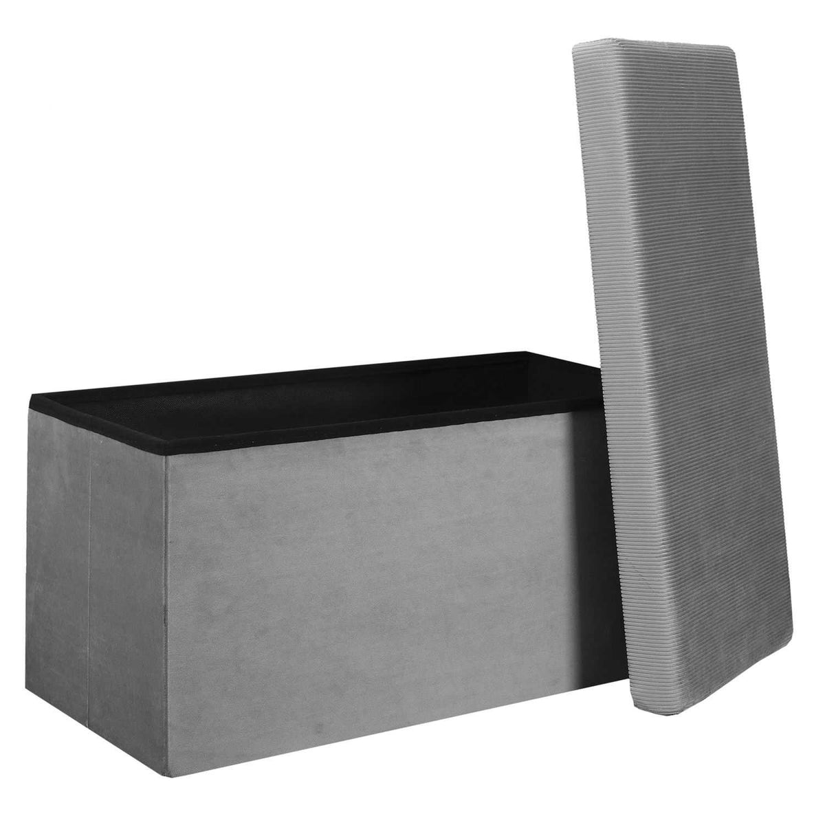 COFFRE BANC PLIABLE VELOURS COTELE GIULIA GRIS