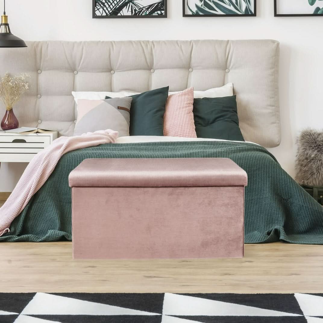 COFFRE BANC PLIABLE VELOURS COTELE GIULIA ROSE