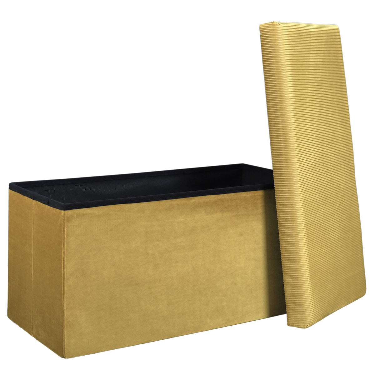 COFFRE BANC PLIABLE VELOURS COTELE GIULIA JAUNE