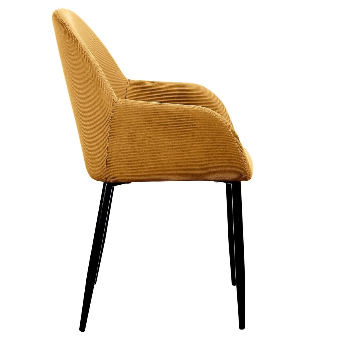 FAUTEUIL GIULIA JAUNE MOUTARDE VELOURS COTELE - Lot de 2