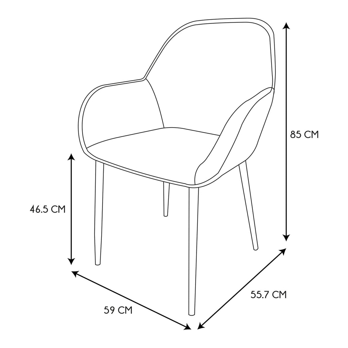 FAUTEUIL GIULIA NOIR VELOURS COTELE - Lot de 2