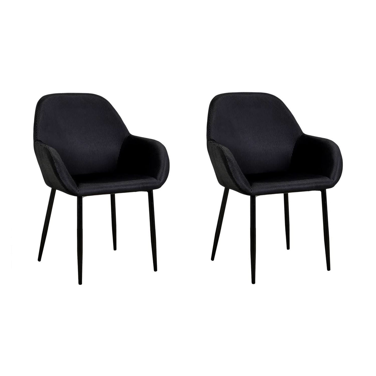 FAUTEUIL GIULIA NOIR VELOURS COTELE - Lot de 2