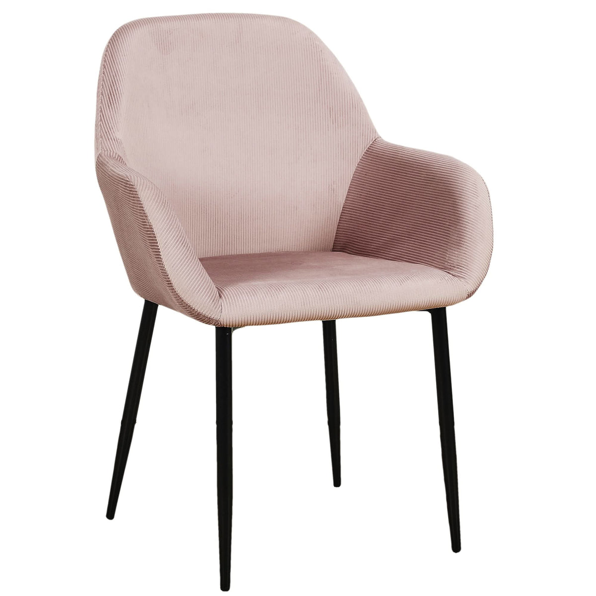 FAUTEUIL GIULIA ROSE VELOURS COTELE - Lot de 2