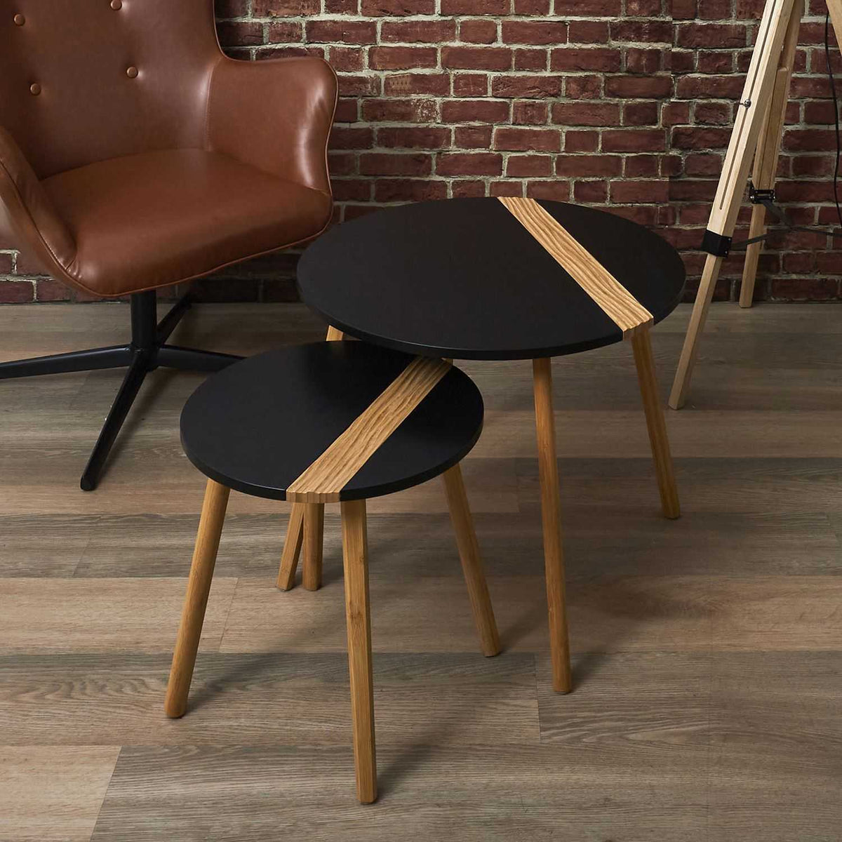 TABLE GIGOGNE BICOLORE RELIEF NOIR - LOT DE 2