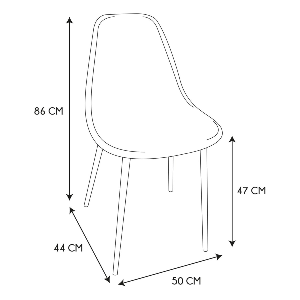 CHAISE FARO PIEDS METAL IMITATION BOIS - Lot de 4