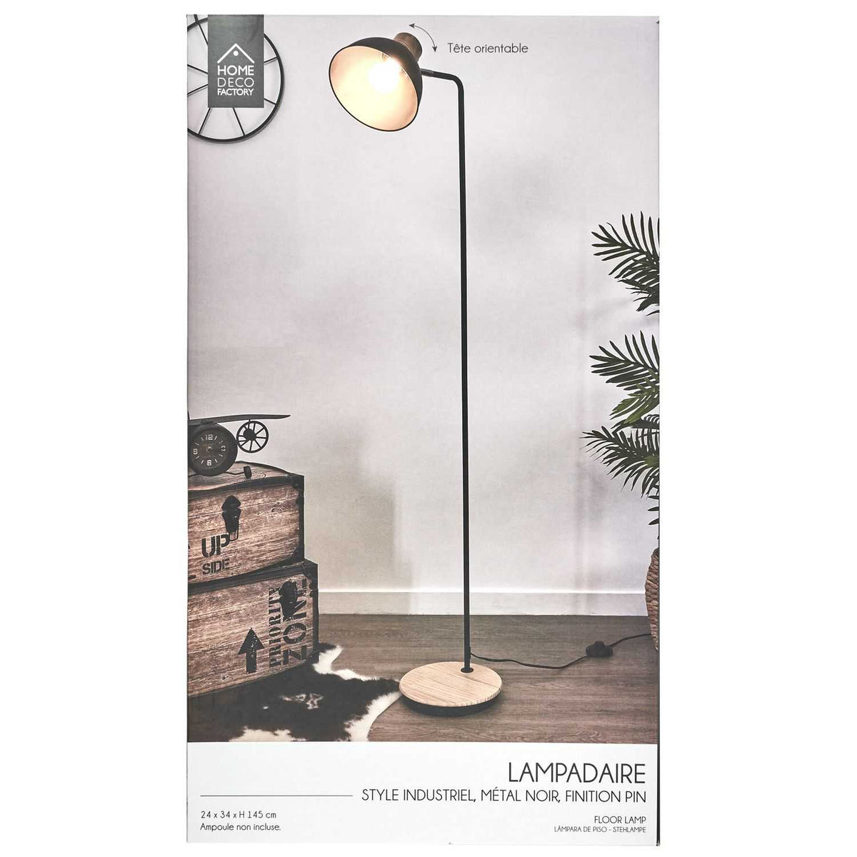 LAMPADAIRE METAL NOIRE BOIS