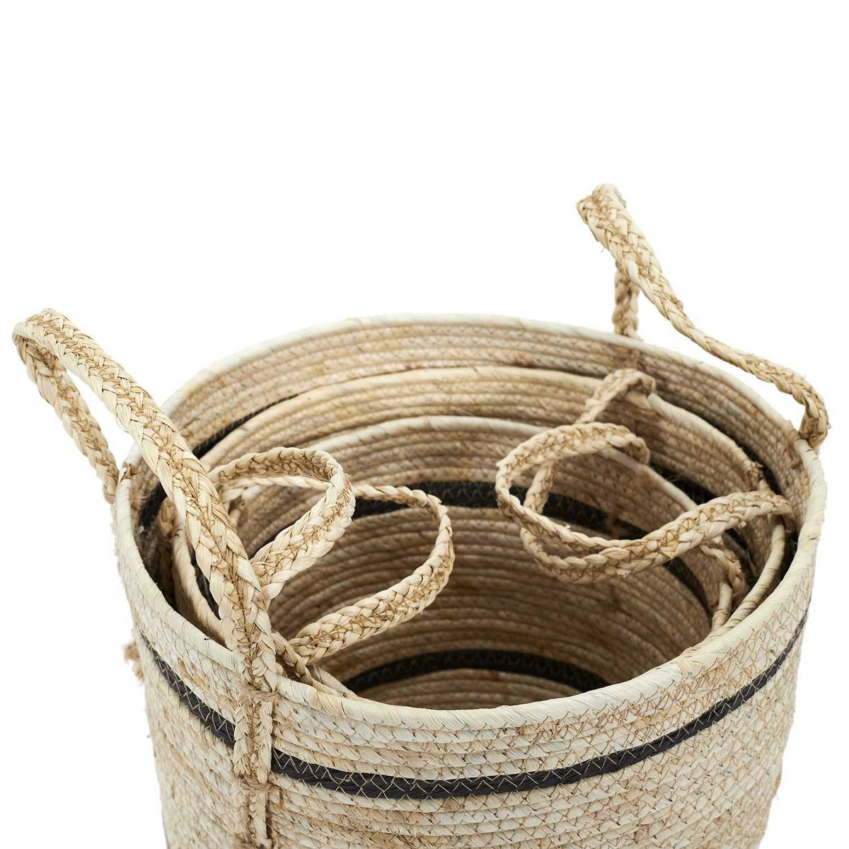 PANIER BICOLORE FIBRE DE MAIS - LOT DE 3