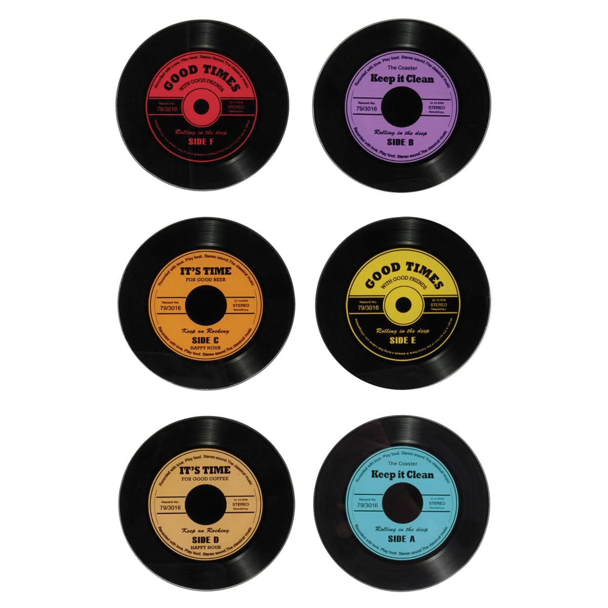 SET DE 6 DESSOUS DE VERRE VINYLES