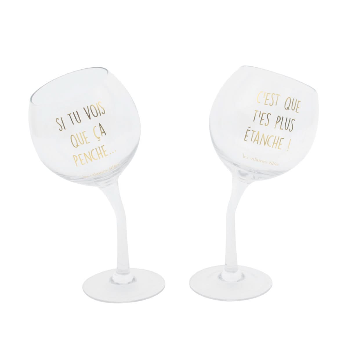 COFFRET 2 VERRES PENCHES DORES