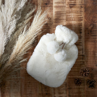 BOUILLOTTE POMPONS FAUSSE FOURRURE