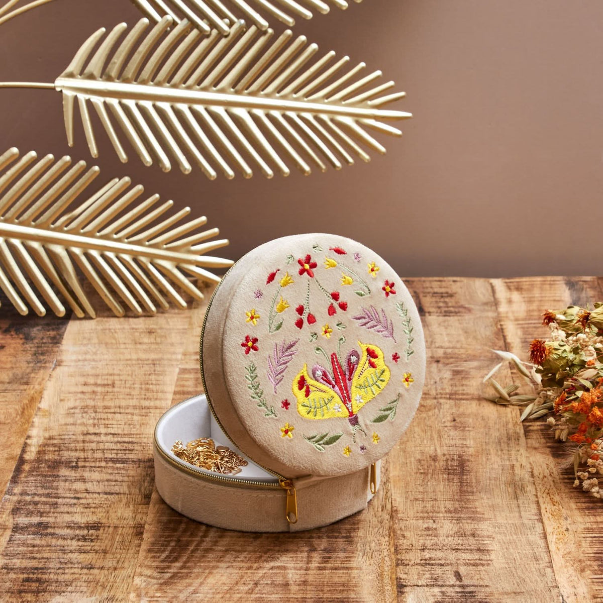 COFFRET A BIJOUX PAPILLON BRODE