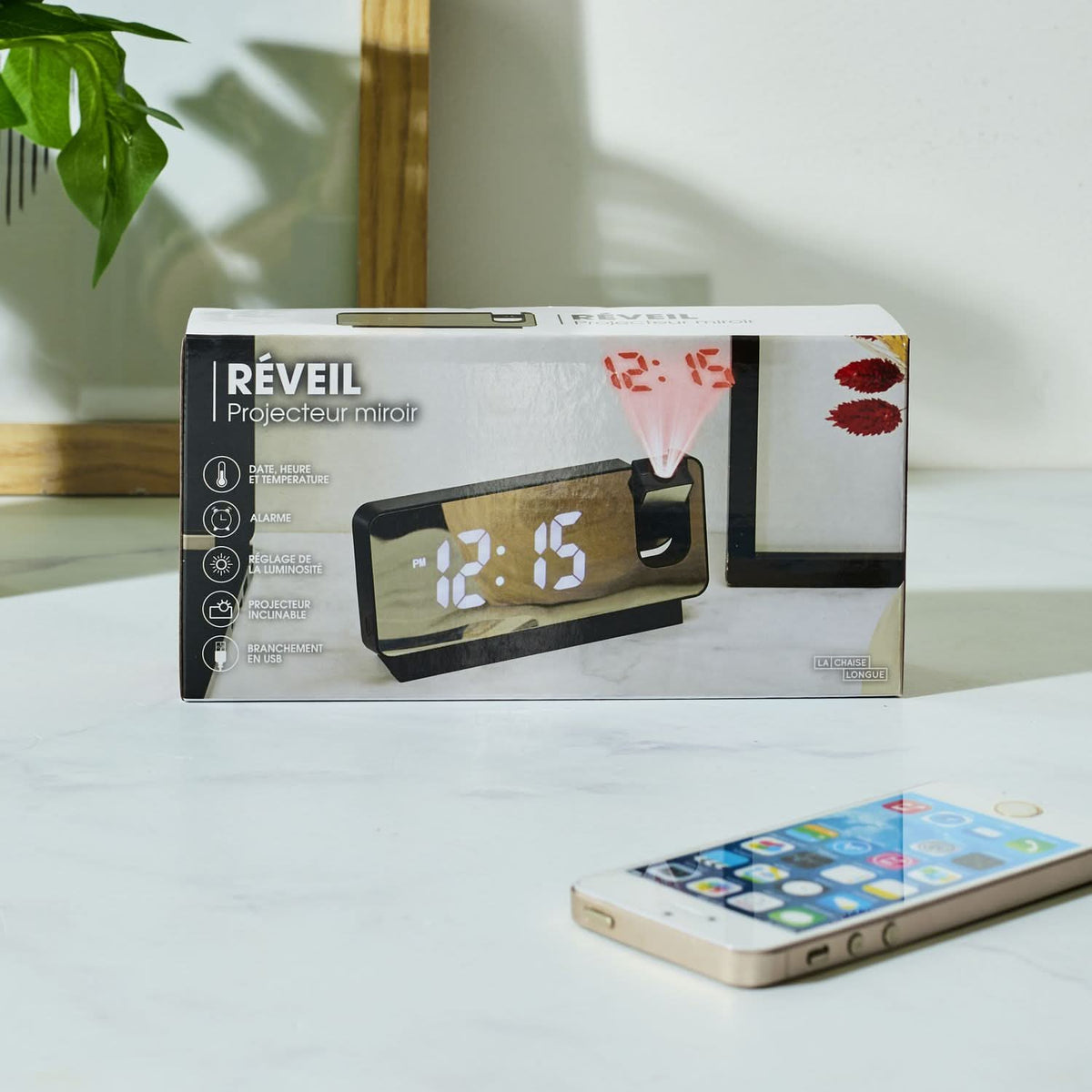 REVEIL PROJECTEUR MIROIR NOIR