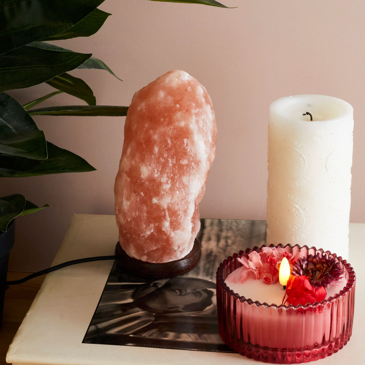 LAMPE CRISTAL DE SEL ROSE
