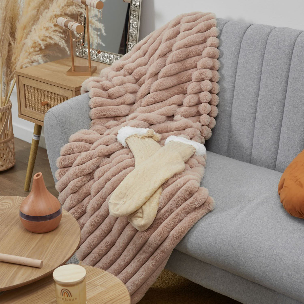 PLAID FAUSSE FOURRURE COSY TIME