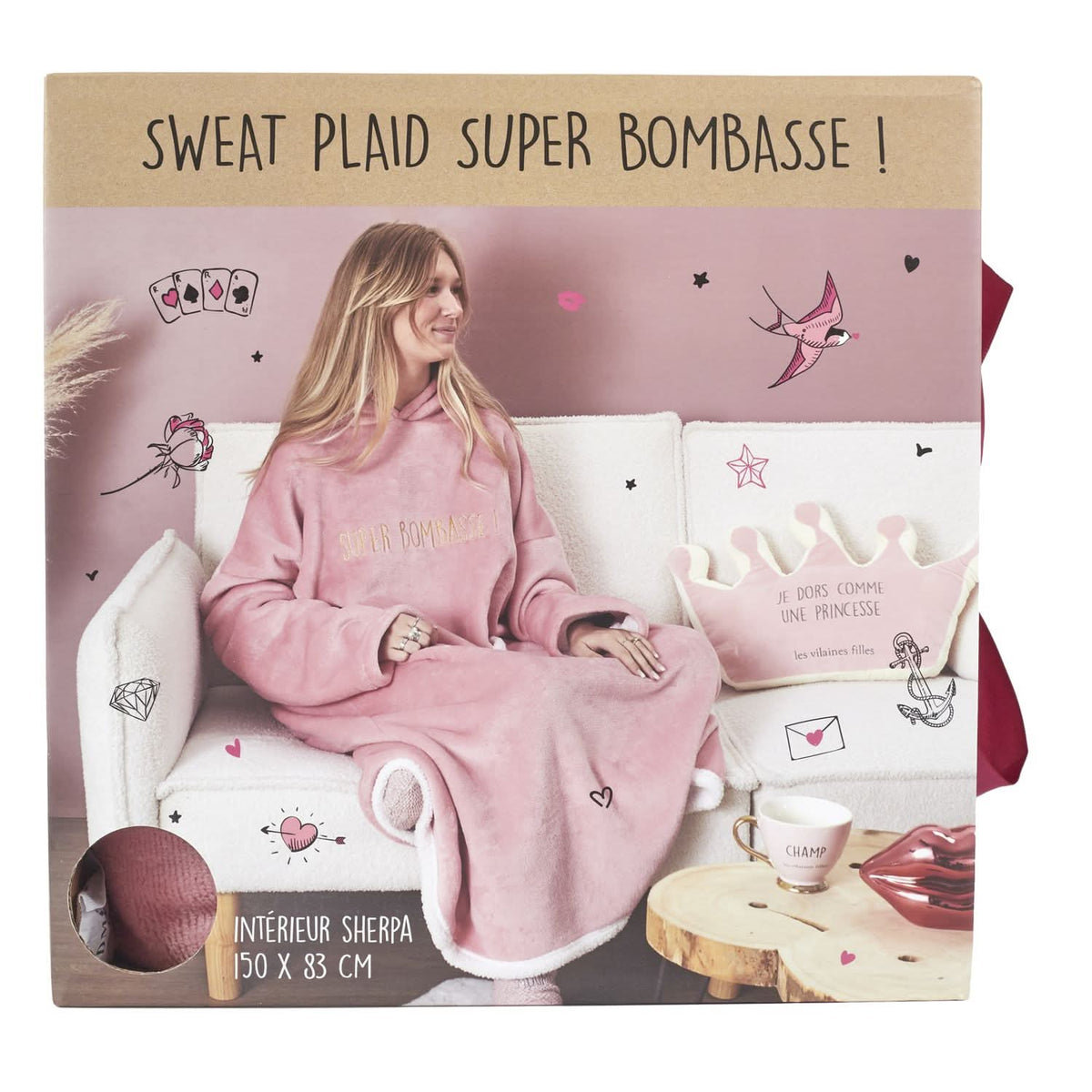 SWEAT PLAID BOMBASSE ROSE