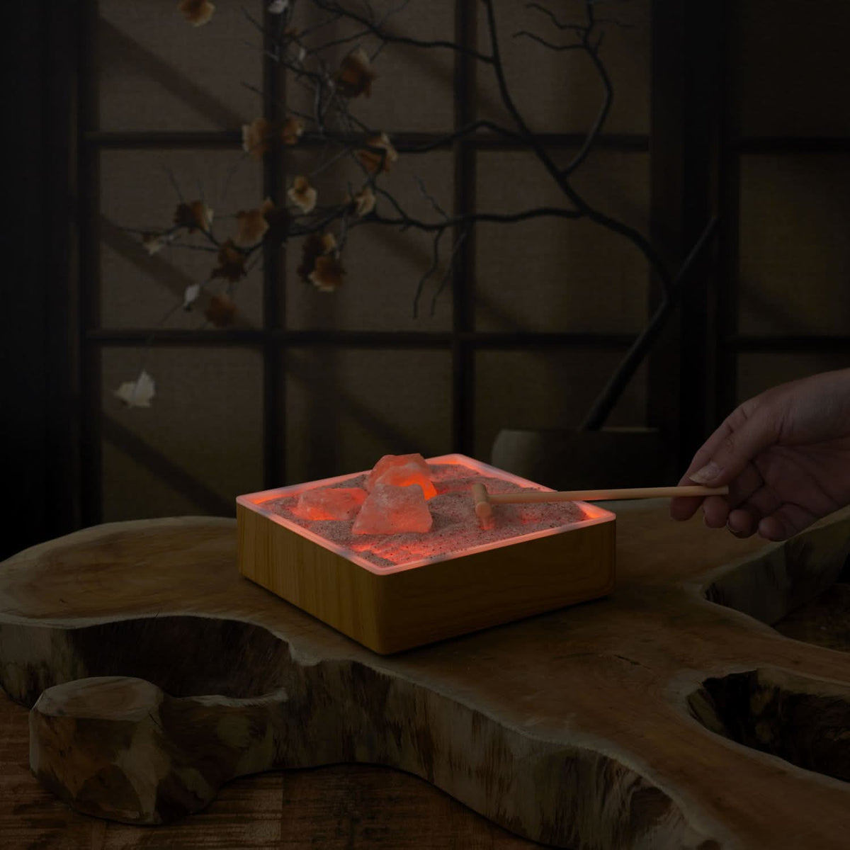 JARDIN ZEN AVEC CRISTAUX DE SEL ROSE