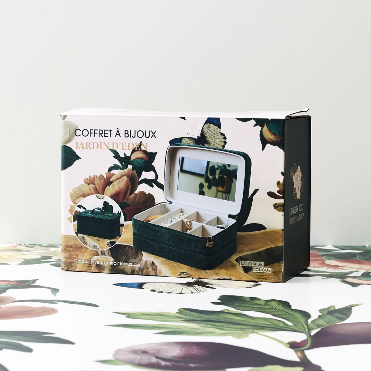 COFFRET A BIJOUX VELOURS JARDIN D’EDEN