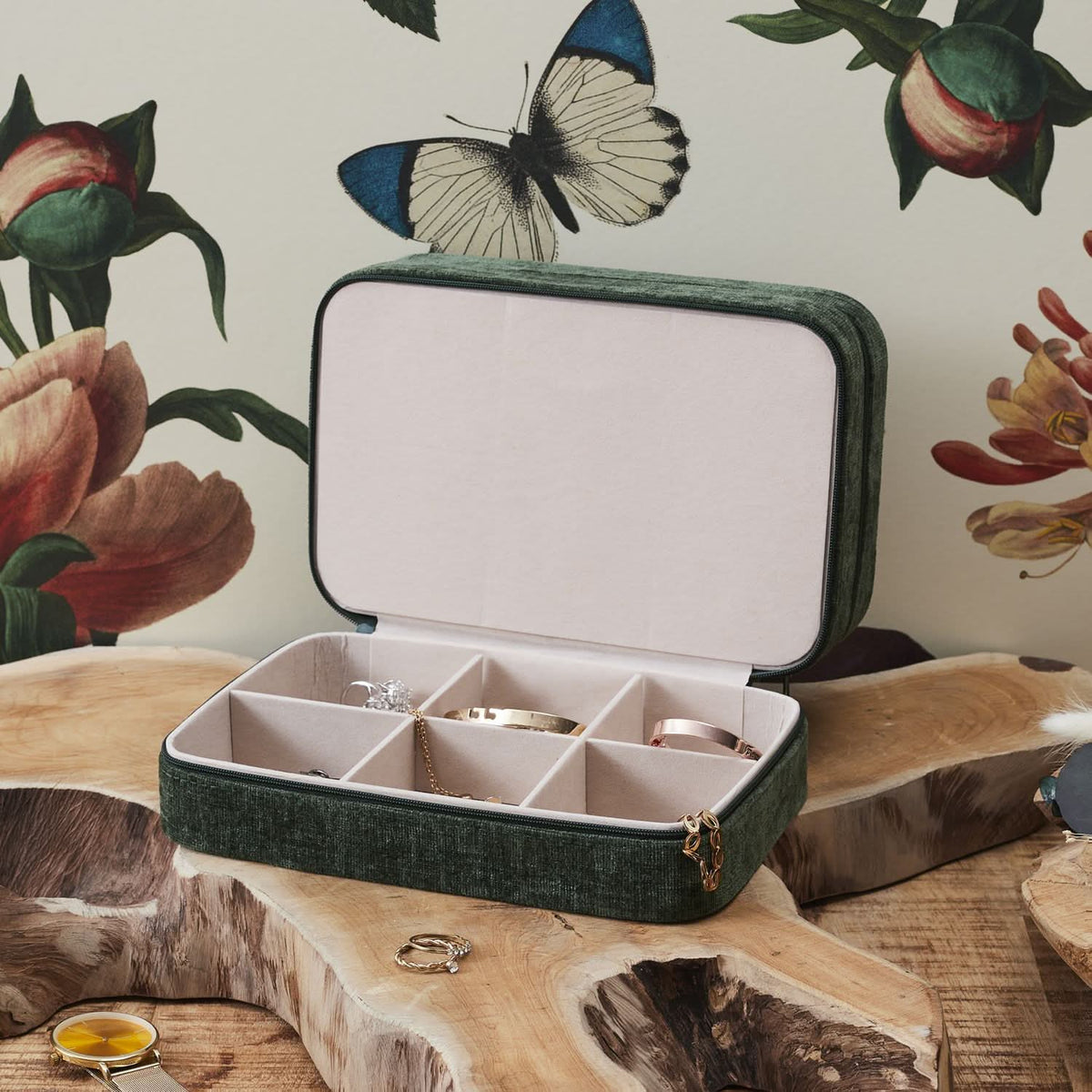 COFFRET A BIJOUX VELOURS JARDIN D’EDEN